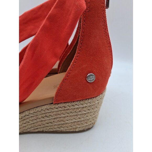 UGG Yarrow Sz 7 Orange Wedge Heel Open Sandal Casual Straps Open Toe Zipper EUC - Picture 8 of 16